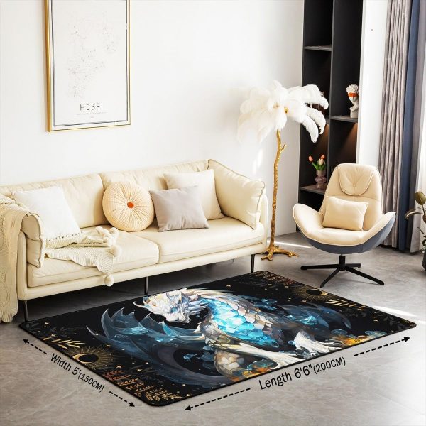 Watercolor Dragon Living Room Rugs 3x5 Chinese Style Area Rug for Kids Teen Retro Tradition Theme Carpet Runner Non Slip Dragon Pattern Decorative Accent Rug Bedroom Decor - Image 48