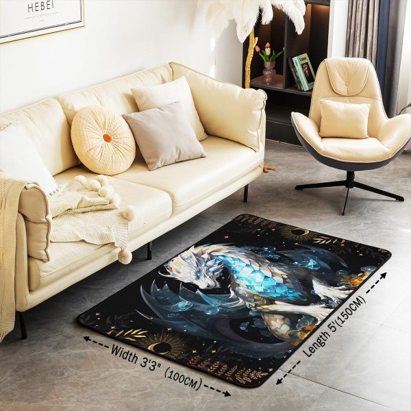 Watercolor Dragon Living Room Rugs 3x5 Chinese Style Area Rug for Kids Teen Retro Tradition Theme Carpet Runner Non Slip Dragon Pattern Decorative Accent Rug Bedroom Decor - Image 49