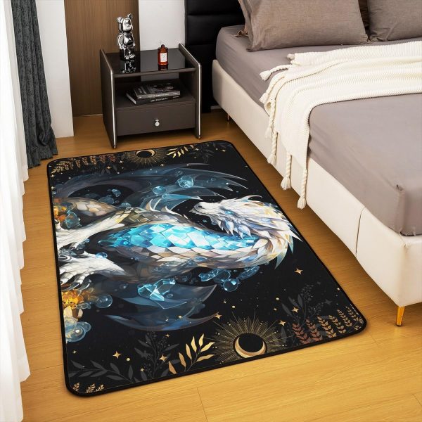 Watercolor Dragon Living Room Rugs 3x5 Chinese Style Area Rug for Kids Teen Retro Tradition Theme Carpet Runner Non Slip Dragon Pattern Decorative Accent Rug Bedroom Decor - Image 50