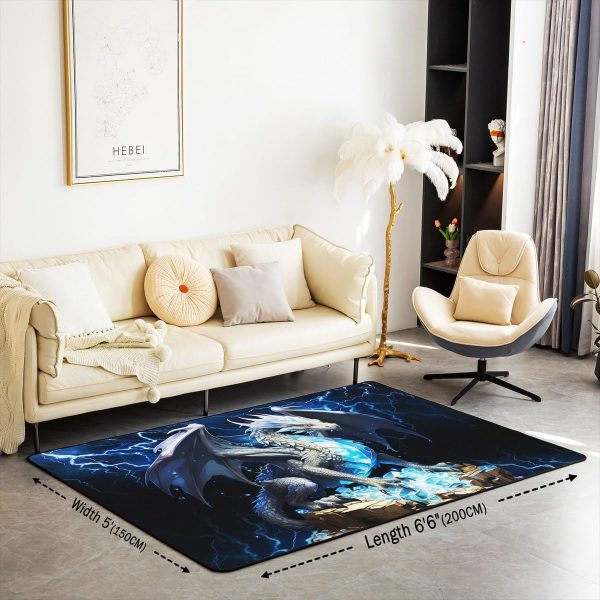Watercolor Dragon Living Room Rugs 3x5 Chinese Style Area Rug for Kids Teen Retro Tradition Theme Carpet Runner Non Slip Dragon Pattern Decorative Accent Rug Bedroom Decor - Image 92