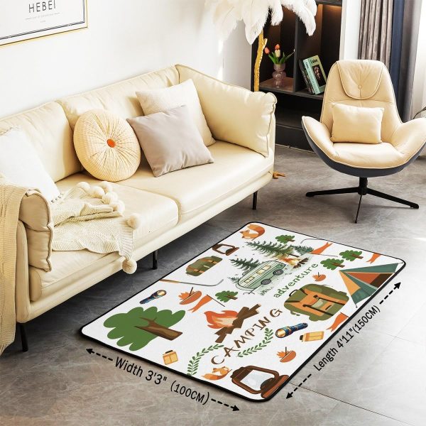 Rustic Camper Area Rug 3'x5',Camping Trailer Pine Natural Non Slip Rug for Kids Teen Boys Women Men,Country Brown Checkered Plaid Indoor Floor Mat for Dining Room Backyard Decor - Image 10