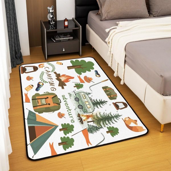 Rustic Camper Area Rug 3'x5',Camping Trailer Pine Natural Non Slip Rug for Kids Teen Boys Women Men,Country Brown Checkered Plaid Indoor Floor Mat for Dining Room Backyard Decor - Image 11