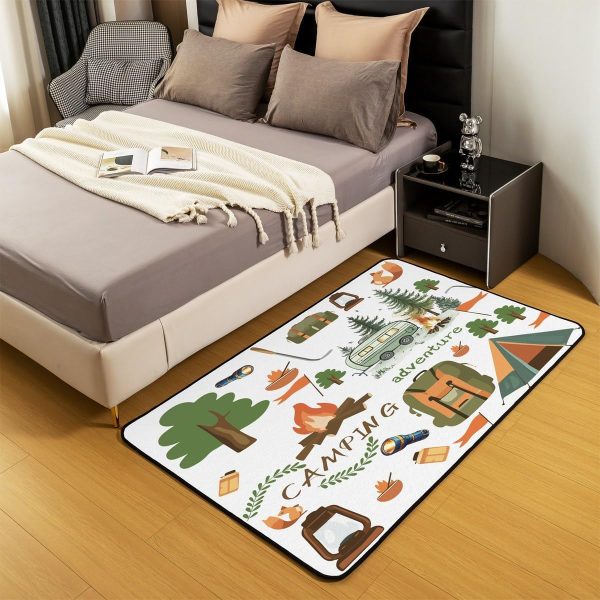 Rustic Camper Area Rug 3'x5',Camping Trailer Pine Natural Non Slip Rug for Kids Teen Boys Women Men,Country Brown Checkered Plaid Indoor Floor Mat for Dining Room Backyard Decor - Image 12