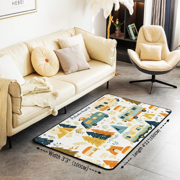 Rustic Camper Area Rug 3'x5',Camping Trailer Pine Natural Non Slip Rug for Kids Teen Boys Women Men,Country Brown Checkered Plaid Indoor Floor Mat for Dining Room Backyard Decor - Image 20