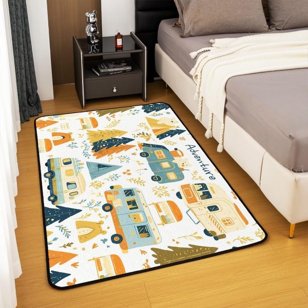 Rustic Camper Area Rug 3'x5',Camping Trailer Pine Natural Non Slip Rug for Kids Teen Boys Women Men,Country Brown Checkered Plaid Indoor Floor Mat for Dining Room Backyard Decor - Image 21