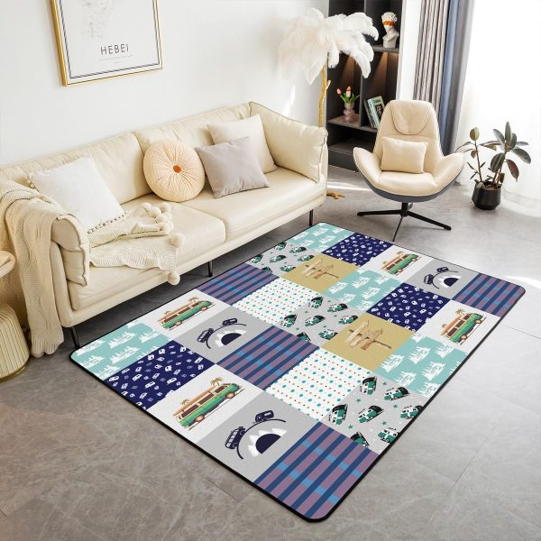 Rustic Camper Area Rug 3'x5',Camping Trailer Pine Natural Non Slip Rug for Kids Teen Boys Women Men,Country Brown Checkered Plaid Indoor Floor Mat for Dining Room Backyard Decor - Image 43