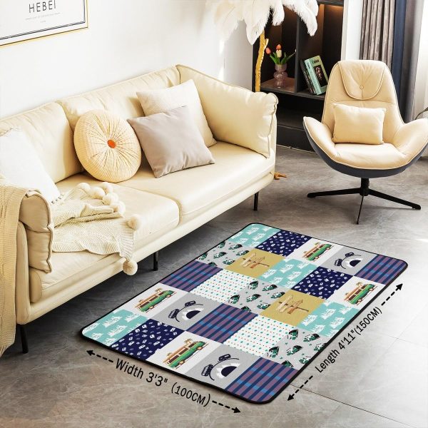 Rustic Camper Area Rug 3'x5',Camping Trailer Pine Natural Non Slip Rug for Kids Teen Boys Women Men,Country Brown Checkered Plaid Indoor Floor Mat for Dining Room Backyard Decor - Image 45