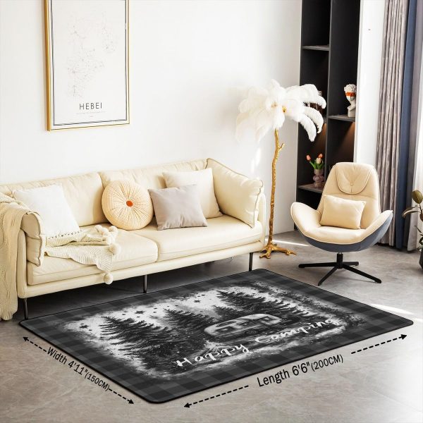 Rustic Camper Area Rug 3'x5',Camping Trailer Pine Natural Non Slip Rug for Kids Teen Boys Women Men,Country Brown Checkered Plaid Indoor Floor Mat for Dining Room Backyard Decor - Image 49