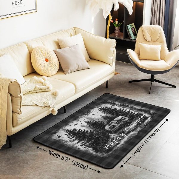 Rustic Camper Area Rug 3'x5',Camping Trailer Pine Natural Non Slip Rug for Kids Teen Boys Women Men,Country Brown Checkered Plaid Indoor Floor Mat for Dining Room Backyard Decor - Image 50