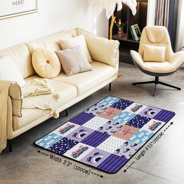 Rustic Camper Area Rug 3'x5',Camping Trailer Pine Natural Non Slip Rug for Kids Teen Boys Women Men,Country Brown Checkered Plaid Indoor Floor Mat for Dining Room Backyard Decor - Image 70