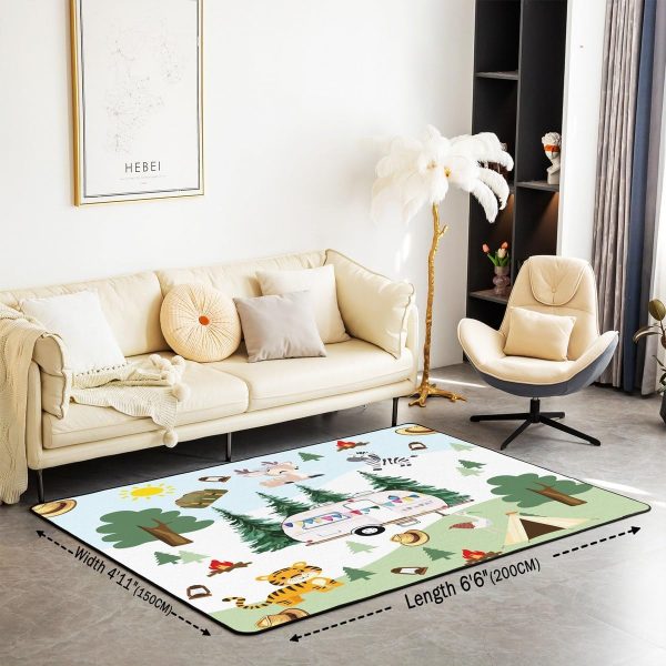 Rustic Camper Area Rug 3'x5',Camping Trailer Pine Natural Non Slip Rug for Kids Teen Boys Women Men,Country Brown Checkered Plaid Indoor Floor Mat for Dining Room Backyard Decor - Image 74