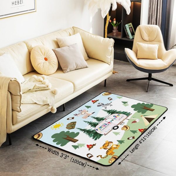 Rustic Camper Area Rug 3'x5',Camping Trailer Pine Natural Non Slip Rug for Kids Teen Boys Women Men,Country Brown Checkered Plaid Indoor Floor Mat for Dining Room Backyard Decor - Image 75