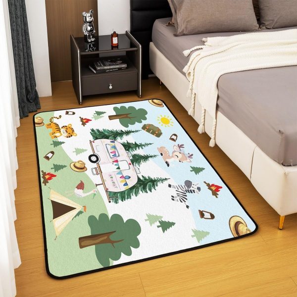 Rustic Camper Area Rug 3'x5',Camping Trailer Pine Natural Non Slip Rug for Kids Teen Boys Women Men,Country Brown Checkered Plaid Indoor Floor Mat for Dining Room Backyard Decor - Image 76