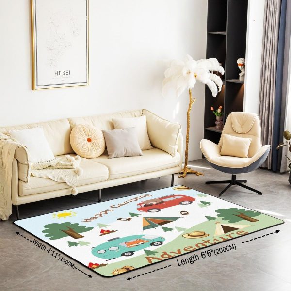 Rustic Camper Area Rug 3'x5',Camping Trailer Pine Natural Non Slip Rug for Kids Teen Boys Women Men,Country Brown Checkered Plaid Indoor Floor Mat for Dining Room Backyard Decor - Image 79