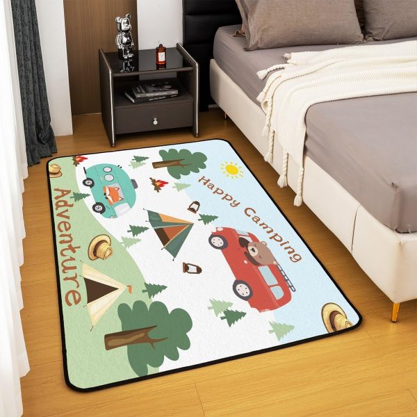 Rustic Camper Area Rug 3'x5',Camping Trailer Pine Natural Non Slip Rug for Kids Teen Boys Women Men,Country Brown Checkered Plaid Indoor Floor Mat for Dining Room Backyard Decor - Image 81
