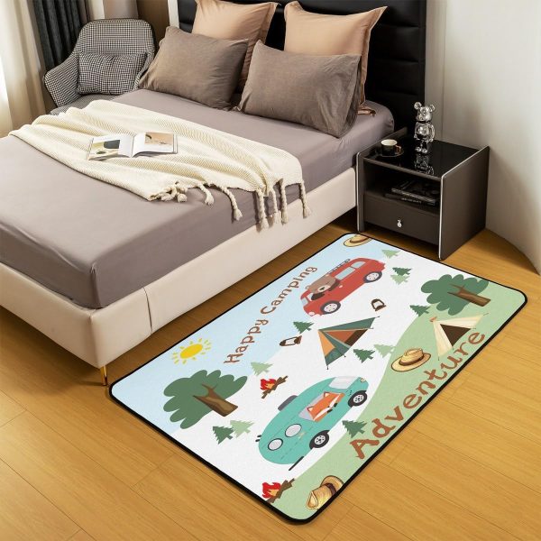 Rustic Camper Area Rug 3'x5',Camping Trailer Pine Natural Non Slip Rug for Kids Teen Boys Women Men,Country Brown Checkered Plaid Indoor Floor Mat for Dining Room Backyard Decor - Image 82