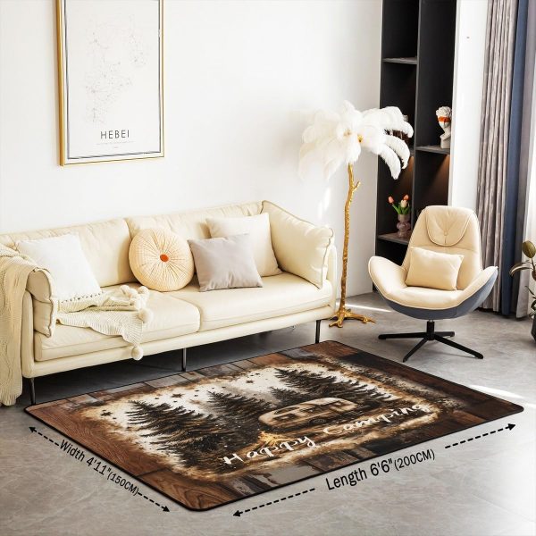 Rustic Camper Area Rug 3'x5',Camping Trailer Pine Natural Non Slip Rug for Kids Teen Boys Women Men,Country Brown Checkered Plaid Indoor Floor Mat for Dining Room Backyard Decor - Image 89