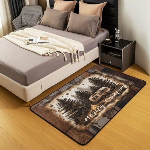 Rustic Camper Area Rug 3'x5',Camping Trailer Pine Natural Non Slip Rug for Kids Teen Boys Women Men,Country Brown Checkered Plaid Indoor Floor Mat for Dining Room Backyard Decor - Image 92