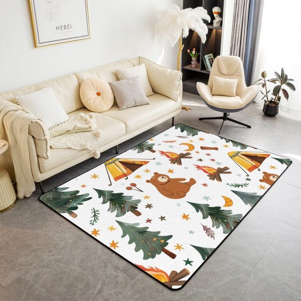 Rustic Camper Area Rug 3'x5',Camping Trailer Pine Natural Non Slip Rug for Kids Teen Boys Women Men,Country Brown Checkered Plaid Indoor Floor Mat for Dining Room Backyard Decor - Image 98