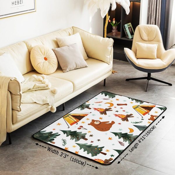 Rustic Camper Area Rug 3'x5',Camping Trailer Pine Natural Non Slip Rug for Kids Teen Boys Women Men,Country Brown Checkered Plaid Indoor Floor Mat for Dining Room Backyard Decor - Image 100