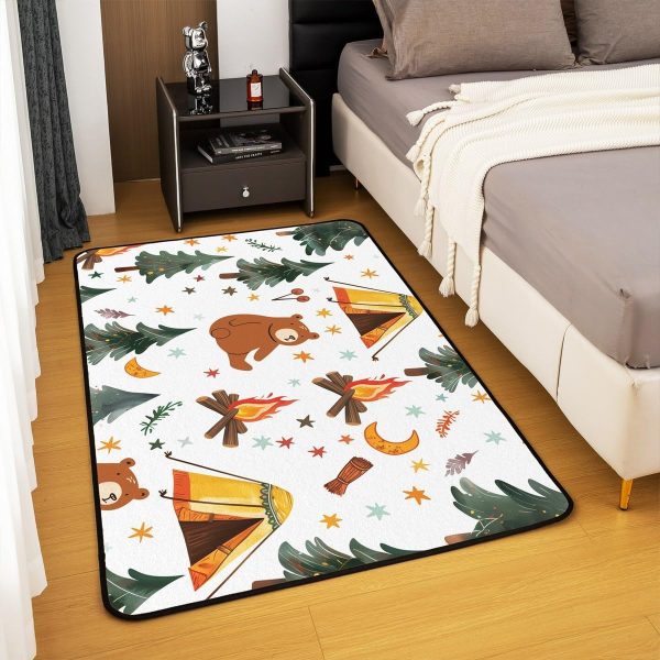 Rustic Camper Area Rug 3'x5',Camping Trailer Pine Natural Non Slip Rug for Kids Teen Boys Women Men,Country Brown Checkered Plaid Indoor Floor Mat for Dining Room Backyard Decor - Image 101