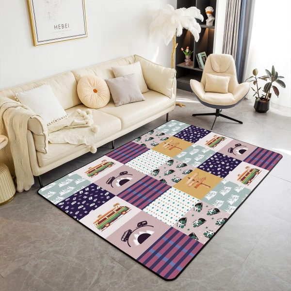 Rustic Camper Area Rug 3'x5',Camping Trailer Pine Natural Non Slip Rug for Kids Teen Boys Women Men,Country Brown Checkered Plaid Indoor Floor Mat for Dining Room Backyard Decor - Image 123