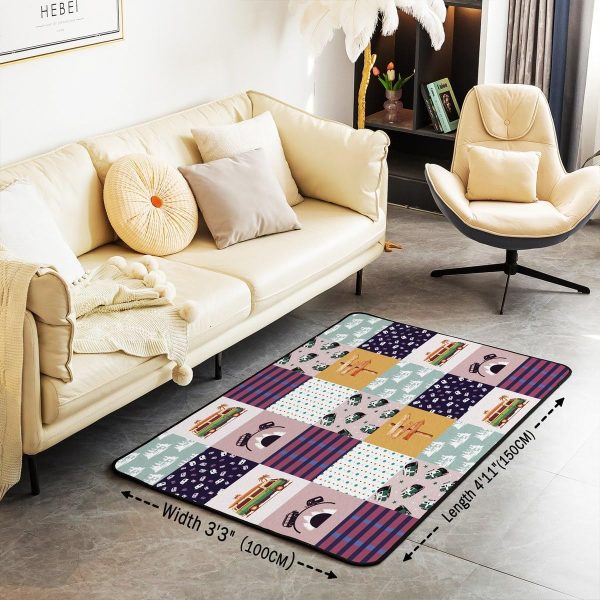Rustic Camper Area Rug 3'x5',Camping Trailer Pine Natural Non Slip Rug for Kids Teen Boys Women Men,Country Brown Checkered Plaid Indoor Floor Mat for Dining Room Backyard Decor - Image 125