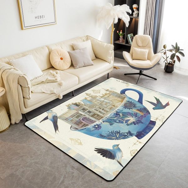 Howling Wolf Living Room Rugs 5x7 Thunder Lightning Area Rug for Kids Teen Wild Wolf Silhouette Carpet Runner Non Slip Mysterious Night Wolf Decorative Accent Rug Bedroom Decor - Image 44