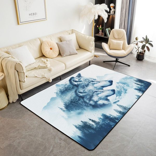 Howling Wolf Living Room Rugs 5x7 Thunder Lightning Area Rug for Kids Teen Wild Wolf Silhouette Carpet Runner Non Slip Mysterious Night Wolf Decorative Accent Rug Bedroom Decor - Image 48
