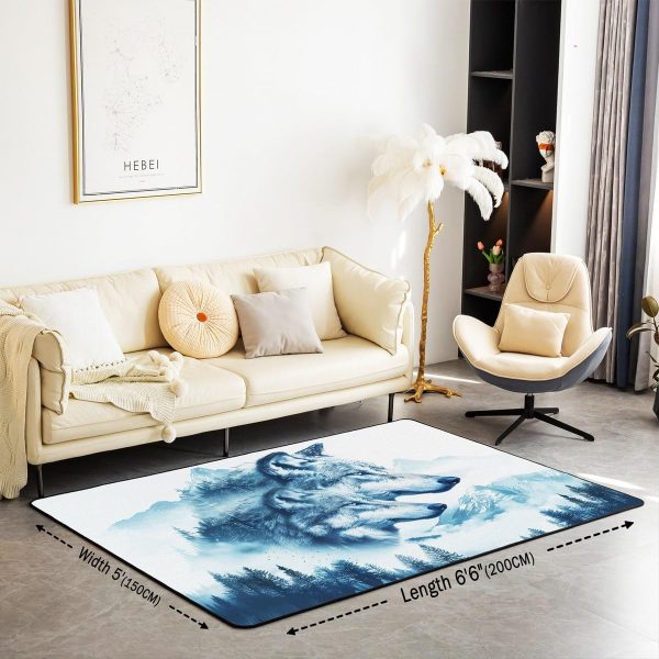 Howling Wolf Living Room Rugs 5x7 Thunder Lightning Area Rug for Kids Teen Wild Wolf Silhouette Carpet Runner Non Slip Mysterious Night Wolf Decorative Accent Rug Bedroom Decor - Image 49