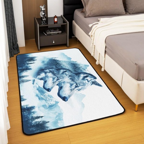Howling Wolf Living Room Rugs 5x7 Thunder Lightning Area Rug for Kids Teen Wild Wolf Silhouette Carpet Runner Non Slip Mysterious Night Wolf Decorative Accent Rug Bedroom Decor - Image 51