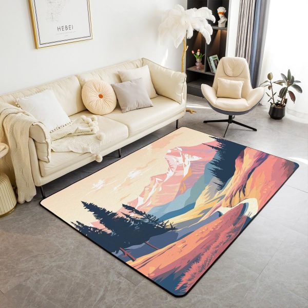 Howling Wolf Living Room Rugs 5x7 Thunder Lightning Area Rug for Kids Teen Wild Wolf Silhouette Carpet Runner Non Slip Mysterious Night Wolf Decorative Accent Rug Bedroom Decor - Image 56