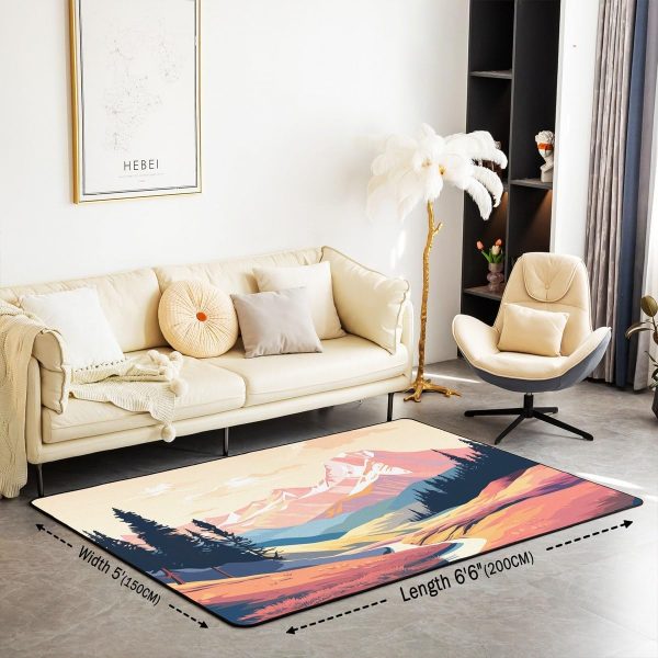 Howling Wolf Living Room Rugs 5x7 Thunder Lightning Area Rug for Kids Teen Wild Wolf Silhouette Carpet Runner Non Slip Mysterious Night Wolf Decorative Accent Rug Bedroom Decor - Image 57
