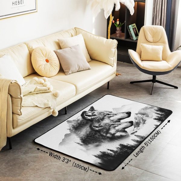 Howling Wolf Living Room Rugs 5x7 Thunder Lightning Area Rug for Kids Teen Wild Wolf Silhouette Carpet Runner Non Slip Mysterious Night Wolf Decorative Accent Rug Bedroom Decor - Image 62