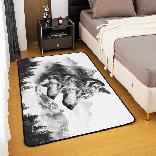 Howling Wolf Living Room Rugs 5x7 Thunder Lightning Area Rug for Kids Teen Wild Wolf Silhouette Carpet Runner Non Slip Mysterious Night Wolf Decorative Accent Rug Bedroom Decor - Image 63
