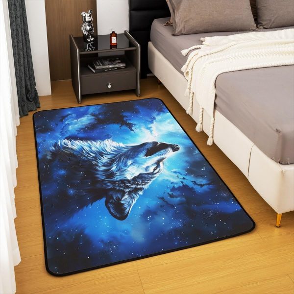 Howling Wolf Living Room Rugs 5x7 Thunder Lightning Area Rug for Kids Teen Wild Wolf Silhouette Carpet Runner Non Slip Mysterious Night Wolf Decorative Accent Rug Bedroom Decor - Image 71