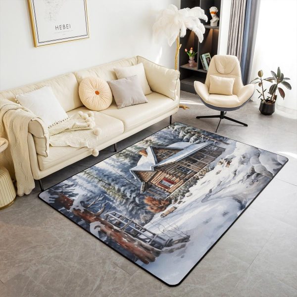 Howling Wolf Living Room Rugs 5x7 Thunder Lightning Area Rug for Kids Teen Wild Wolf Silhouette Carpet Runner Non Slip Mysterious Night Wolf Decorative Accent Rug Bedroom Decor - Image 72
