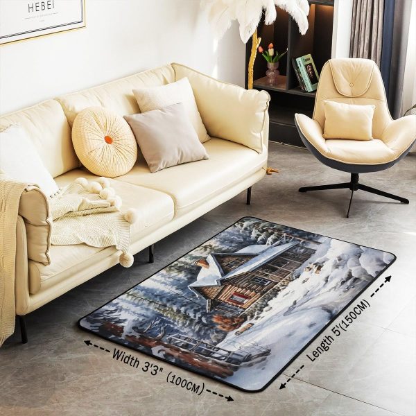 Howling Wolf Living Room Rugs 5x7 Thunder Lightning Area Rug for Kids Teen Wild Wolf Silhouette Carpet Runner Non Slip Mysterious Night Wolf Decorative Accent Rug Bedroom Decor - Image 74