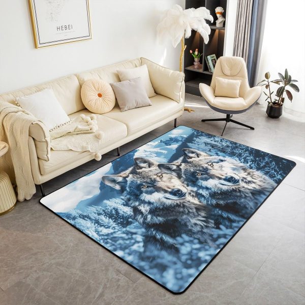 Howling Wolf Living Room Rugs 5x7 Thunder Lightning Area Rug for Kids Teen Wild Wolf Silhouette Carpet Runner Non Slip Mysterious Night Wolf Decorative Accent Rug Bedroom Decor - Image 76
