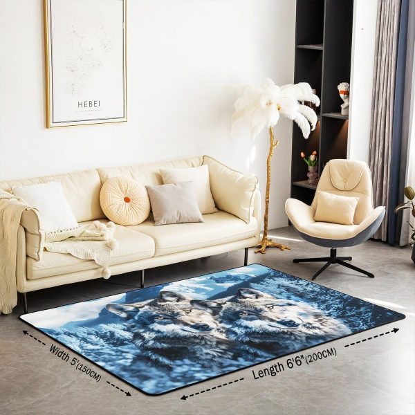 Howling Wolf Living Room Rugs 5x7 Thunder Lightning Area Rug for Kids Teen Wild Wolf Silhouette Carpet Runner Non Slip Mysterious Night Wolf Decorative Accent Rug Bedroom Decor - Image 77