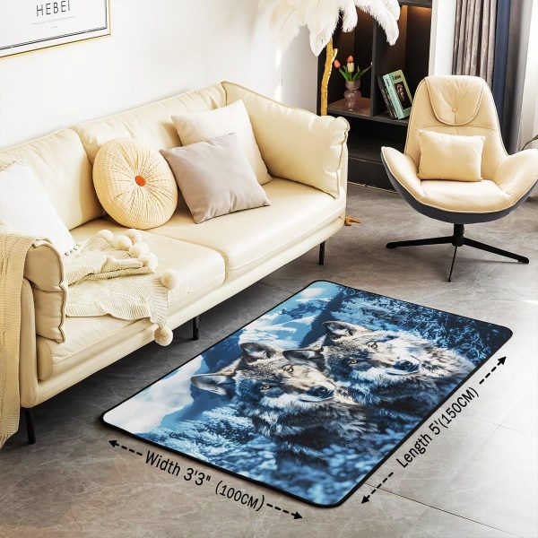 Howling Wolf Living Room Rugs 5x7 Thunder Lightning Area Rug for Kids Teen Wild Wolf Silhouette Carpet Runner Non Slip Mysterious Night Wolf Decorative Accent Rug Bedroom Decor - Image 78
