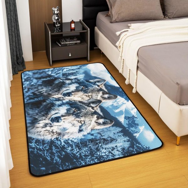 Howling Wolf Living Room Rugs 5x7 Thunder Lightning Area Rug for Kids Teen Wild Wolf Silhouette Carpet Runner Non Slip Mysterious Night Wolf Decorative Accent Rug Bedroom Decor - Image 79