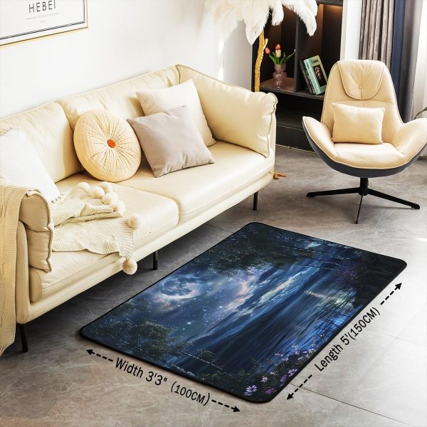 Howling Wolf Living Room Rugs 5x7 Thunder Lightning Area Rug for Kids Teen Wild Wolf Silhouette Carpet Runner Non Slip Mysterious Night Wolf Decorative Accent Rug Bedroom Decor - Image 89