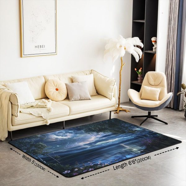 Howling Wolf Living Room Rugs 5x7 Thunder Lightning Area Rug for Kids Teen Wild Wolf Silhouette Carpet Runner Non Slip Mysterious Night Wolf Decorative Accent Rug Bedroom Decor - Image 90
