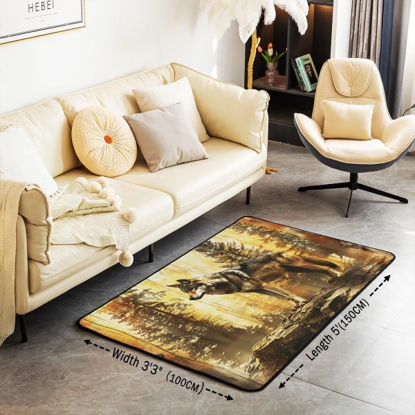 Howling Wolf Living Room Rugs 5x7 Thunder Lightning Area Rug for Kids Teen Wild Wolf Silhouette Carpet Runner Non Slip Mysterious Night Wolf Decorative Accent Rug Bedroom Decor - Image 94