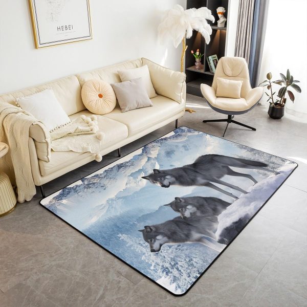 Howling Wolf Living Room Rugs 5x7 Thunder Lightning Area Rug for Kids Teen Wild Wolf Silhouette Carpet Runner Non Slip Mysterious Night Wolf Decorative Accent Rug Bedroom Decor - Image 104