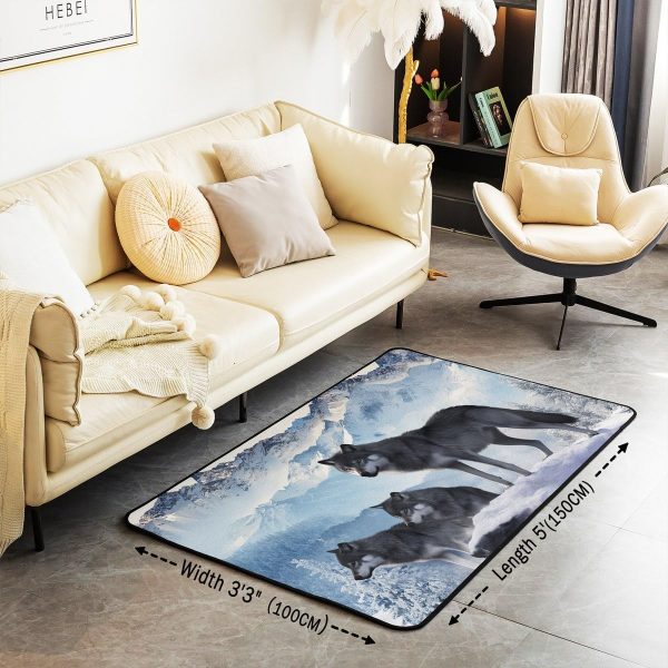 Howling Wolf Living Room Rugs 5x7 Thunder Lightning Area Rug for Kids Teen Wild Wolf Silhouette Carpet Runner Non Slip Mysterious Night Wolf Decorative Accent Rug Bedroom Decor - Image 106